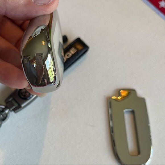 Dodge Logo key fob Keychain Black Leather and Key Fob Cover in Silver NWT - Picture 8 of 10